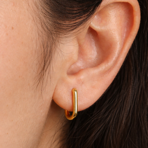 Oval <b>Huggie</b> Cuff <b>Earrings</b> Fashion Jewelry - Product Image 2