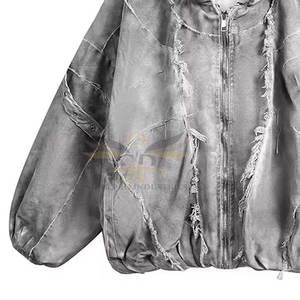 Design personnalisé de haute qualité pull à capuche avec broderie de détresse solide décontracté grande taille sweats à capuche avec broderie de détresse - Product Image 5