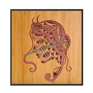 Panel de MDF montado en la pared de madera multicapa cortado con láser, arte de pared con patrón de cabeza femenina para decoración de oficina, hogar, Hotel - Product Image 4