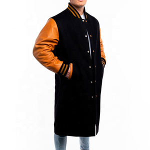 Corps en laine noir personnalisé et manches en cuir Old Gold Sleeves Letterman Coat Vestes Letterman Varsity Coat Jacket - Product Image 3