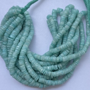 ลูกปัดหินอมาโซไนต์สีเขียวธรรมชาติขนาด6มม. 8มม. ลูกปัดหินอัญมณี Heishi แบบกึ่งมีค่าขายส่งราคาใหม่ AAA ผู้จำหน่าย - Product Image 1
