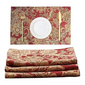 Brown Floral Butta Printed Stylish Simple Eco-friendly Non-toxic Sublimation Embroidered Round Dining <b>Table</b> <b>Mats</b> At Cheap Price - Product Image 4