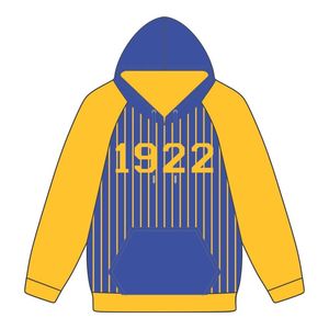 เสื้อฮู้ดแบบสวมหัวมีฮู้ด Sigma Rho สีฟ้า Raglan pinstripes สีทอง1922ปี Sigma sorority pinstripes sgrho sorority APPAREL Divine hbcu - Product Image 2