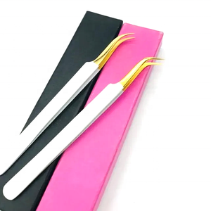 แหนบปลายแหลมสีทองสำหรับมืออาชีพ ขายส่ง สแตนเลส รับผลิตแบรนด์ส่วนตัว (OEM) พร้อมโลโก้และกล่องแบบกำหนดเอง สำหรับต่อขนตาแบบวอลุ่ม - Product Image 1