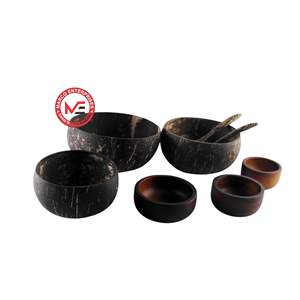Ensemble de vaisselle artisanal et durable avec cuillères en bois, bol en noix de coco, bol naturel fait à la main, vaisselle durable en gros - Product Image 1
