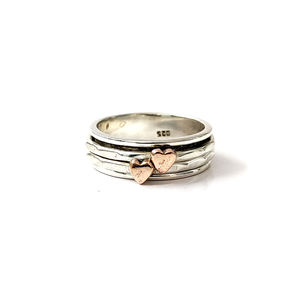 Two Tone Heart-Shaped <b>Spinner</b> <b>Ring</b> 9.1 Gram for Gift - Product Image 1