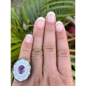 Natural Amethyst <b>Ring</b> Vintage Style 925 Sterling Silver Handmade Gemstone Jewelry Wholesale Supplier - Product Image 5