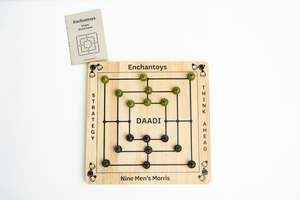 Jeu de société en bois Enchantoys Daadi Nine Mens Morris, jeu de stratégie classique, fait à la main, divertissement familial, jeu pour enfants et adultes - Product Image 6