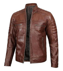 Chaqueta para Hombre al por Mayor 2026, Chaqueta Premium para Hombre en Cuero Genuino Marrón Clásico con Cierre de Cremallera para Invierno, Logotipo Personalizado - Product Image 3