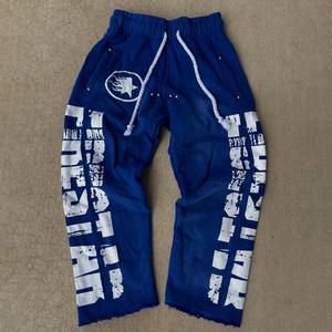 Custom Distressed <b>Sun</b> Faded Vintage Washed Sweatpants Straight Leg Pants Stacked Sweat Pants for Men - Product Image 5