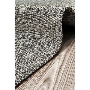 Tapis gris effet jute réversible, lavable, antidérapant, pour intérieur et extérieur - Product Image 1