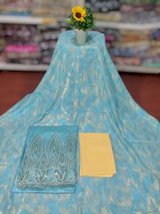 Vestido de Alta Demanda para Niñas, Diseño Somalí Fransawidirac, Jacquard, Sarga, Seda Lisa, Chifón Ligero, Forro Azul Brillante, para Bodas - Product Image 5