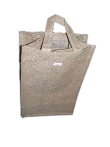 Eco-Friendly Jute Wine <b>Bottle</b> Holder Gift <b>Bag</b> Cane Handle Rustic Elegant Design Geometric Pattern Small Size Lowellcraft - Product Image 3