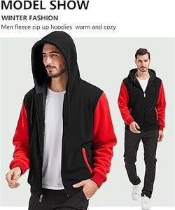 Sudaderas con capucha informales de invierno para hombre, forro polar de algodón 100% de Color sólido, ajuste Regular, secado rápido y transpirable, bolsillo de alta calidad, respetuoso con el medio ambiente - Product Image 2