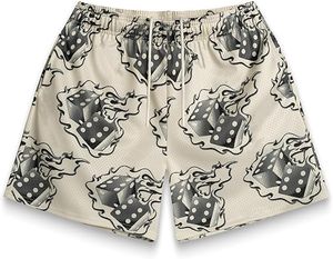 กางเกงขาสั้นตาข่ายโพลีเอสเตอร์แบบลำลองใส่สบายมีเชือกผูกเอวยางยืดน้ำหนักเบาพิมพ์ลายแบบระเหิดสำหรับ100% - Product Image 1