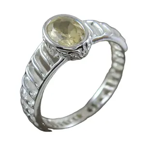 Antico citrino gemma 925 in argento Sterling classica forma ovale spogliata anelli fatti a mano gioielleria distributore di gioielli