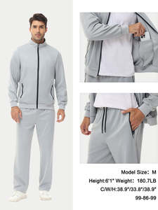 Survêtement de jogging pour homme avec logo personnalisé en gros, entraînement athlétique, fermeture éclair, costume de sport ajusté pour l'hiver, fabriqué au Pakistan - Product Image 3