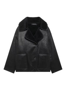 Unisex Vintage Faux Shearling Jacket Stand Long Sleeve Button-Up Chic <b>Tops</b> Outerwear Front Patch Pockets Stylish for <b>Men</b> Women - Product Image 6