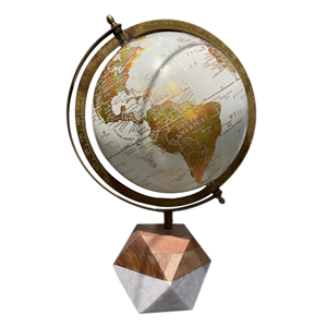 Globe terrestre en métal avec socle en bois, dessus de table, cadeau nautique et accessoires de décoration pour la maison, le bureau et l'école. - Product Image 1