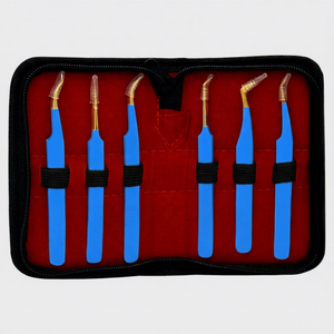Pince à épiler pour extensions de cils TEEJAY, best-seller, haute précision, en acier inoxydable, testée à la main, lot de 6 avec étui, personnalisation OEM - Product Image 2