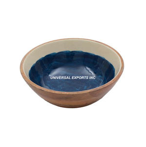 Bol à salade en bois forme ronde fait à la main en gros bol de service classique élégant bol à soupe en bois fantaisie - Product Image 4