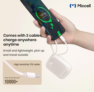 Batería Externa Miccell PD de 22.5W, Carga Rápida, Resistente al Agua, Portátil, 10000mAh, Tipo-<span class=keywords><strong>C</strong></span> Mini con Cable de Carga Rápida para Teléfono - Product Image 6