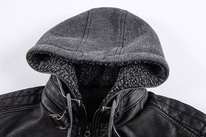 Veste en cuir pur OEM pour hommes coupe-vent décontracté de grande taille avec capuche veste d'hiver nouveau style - Product Image 3