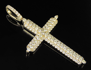 Colgante de cruz de plata esterlina S925 elegante unisex con collar cristiano de diamante de moissanita de corte brillante en compromiso de boda - Product Image 2
