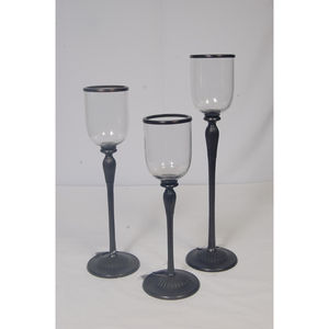 100% Top Grade Metal Made <b>Glass</b> <b>Candle</b> <b>Holder</b> with Unique Designed Black Finished <b>Glass</b> <b>Candle</b> <b>Holder</b> For Sale - Product Image 1