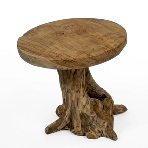 Natural Teak Root Wood Side <b>Table</b> Organic <b>Round</b> Live Edge Coffee <b>Table</b> Stump Pedestal Setup Decor Pure Room Art Design - Product Image 1