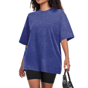 Camiseta Ecológica de Mujer, Corte Ajustado, Hombros Caídos, Lavado Ácido, Logotipo Personalizable, Impresa, Informal, para Verano, Servicios OEM, Entrega Rápida - Product Image 5