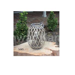 Lanterne de saule grise de style unique avec le verre pour l'article de décoration de festival de noce d'hôtel à la maison - Product Image 1