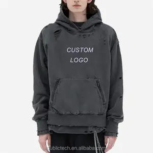 Hoodie Manufacturer Print Logo Batik Plus Size Fleeced Heavy Cotton Custom Acid Washed Hoodie For Men