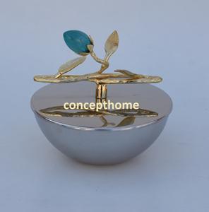 Bol classique exclusif, support à feuilles moderne de luxe, base plaquée argent, acier inoxydable, fait à la main, poli, décoratif, pour servir les aliments - Product Image 2