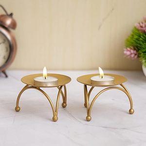 Portavelas de luz de té de Metal dorado único de lujo hecho a mano soporte de alta calidad Navidad elegante regalo pensativo para el hogar - Product Image 1