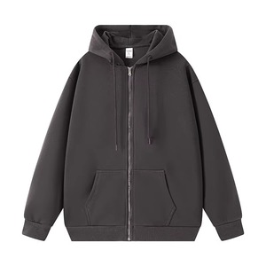 Venta al por mayor de calidad superior de los hombres de gran tamaño cremallera Sudadera con capucha Venta caliente comodidad de algodón personalizado Logo bordado Diseño - Product Image 3