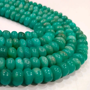 Piedra preciosa natural de amazonita azul peruana Rondelle Plain Smooth 8-9mm Beads vendidos por hebra 8 pulgadas de largo - Product Image 1