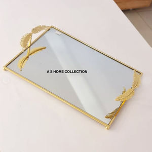 Usine de haute qualité en gros larme conception liquide rougeoyante forme personnalisée plateau de service doré décoratif - Product Image 6