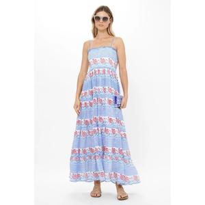 Robe longue en coton imprimé floral bohème à bretelles Boho Spaghetti Strap Summer Beach Casual Resort Wear Dress - Product Image 1