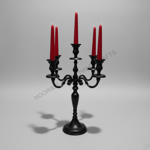 Candélabre en métal finition aluminium noir pièce maîtresse décoration de mariage Table anniversaire dîner aux chandelles Arrangement fournisseur - Product Image 4