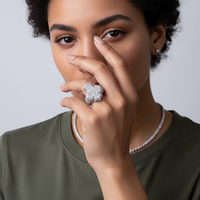 Bague Croisée Iced Out Hip Hop en Or Véritable 9K 10K 14K 18K 22K avec Diamants de Laboratoire VVS Couleur DEF de 6 Carats IGI, Cluster et Baguette