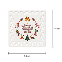 Ornement en céramique creux ondulé personnalisé, plaque carrée suspendue pour la décoration de l'arbre de Noël et de la maison