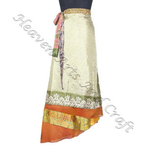 Buy Silk Two Layer <b>Reversible</b> Wrap Around <b>Skirt</b> Buy Silk Wrap Around Dress in USA Boho Stylish Multi Color Summer Wear comfort - Product Image 4