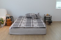 Funda de Futón Acolchada de Microfibra con Diseño a Cuadros, Estilo Coreano, Lavable, Duradera, Tela Suave, D 125x200cm