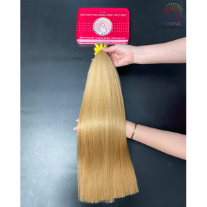 #14 Color Natural Straight Human <b>Hair</b> Bulk 20 Inch Raw Vietnamese <b>Hair</b> Weave Bundles Extensions Cyhairvn - Product Image 2