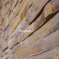Paneles de Pared de Madera de Teca Reciclada de Estilo Clásico Moderno, Patrón Geométrico, Revestimiento Decorativo Interior, Insonorizante, Entretenimiento en el Hogar