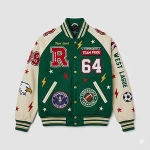 Veste universitaire personnalisée à livraison rapide, broderie de logo, veste de baseball, veste de lettreman, corps en laine, manches en simili cuir, fournisseur en gros - Product Image 3