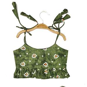 Ensemble Lehenga Choli traditionnel vert Bandhani de Shoryam Fashion, longueur au sol, séchage rapide, pour filles |   Diwali, fête de mariage, enfants - Product Image 2