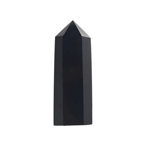 Vente en gros baguette en cristal d'obsidienne noire à six facettes pierre semi-précieuse de haute qualité artisanat pour la méditation d'amour gravée - Product Image 1