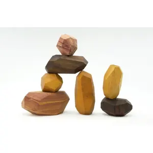 バランシングストーンTumiIshi with Colorful // Wooden Stacking Rocks // Wooden Toy By 99 Gold Data